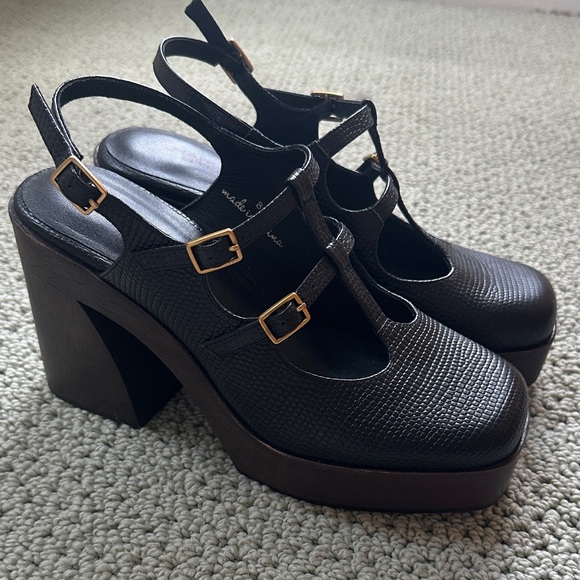 Charlotte Stone GAEL black slingback platform Mary Jane’s 8 - Picture 2 of 4